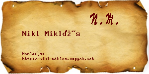 Nikl Miklós névjegykártya
